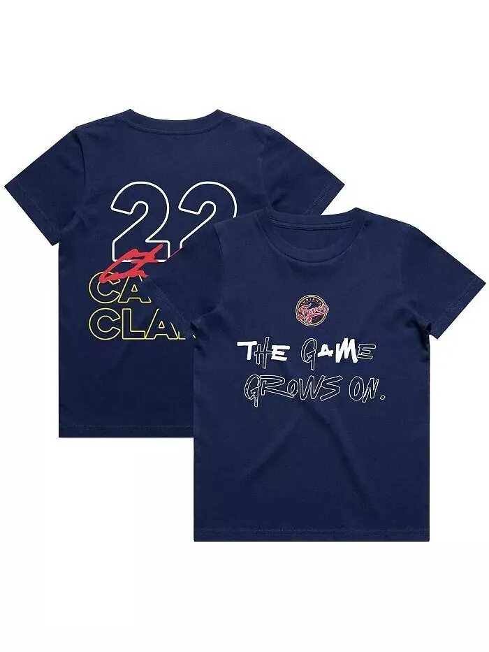Темно-синяя футболка с надписью Caitlin Clark для мальчиков и девочек Indiana Fever Player Round21 — синий