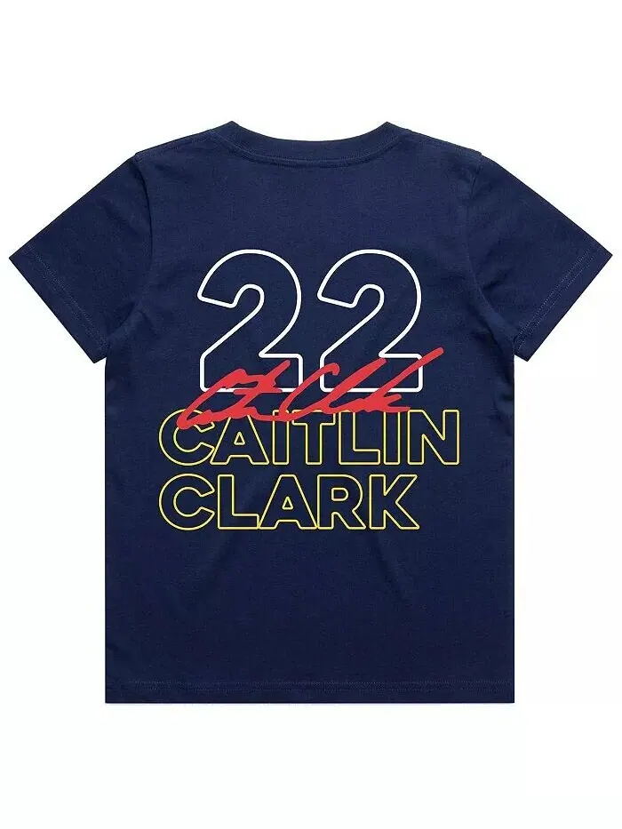 Темно-синяя футболка с надписью Caitlin Clark для мальчиков и девочек Indiana Fever Player Round21 — изображение 2 из 3