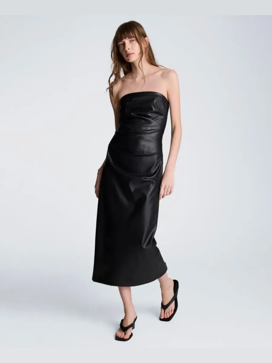 Женское платье миди без бретелей с защипами Kenneth Cole