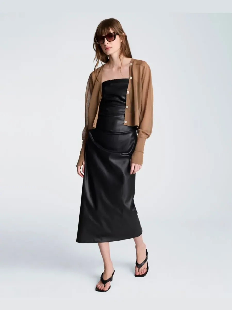 Женское платье миди без бретелей с защипами Kenneth Cole — изображение 2 из 4, черный