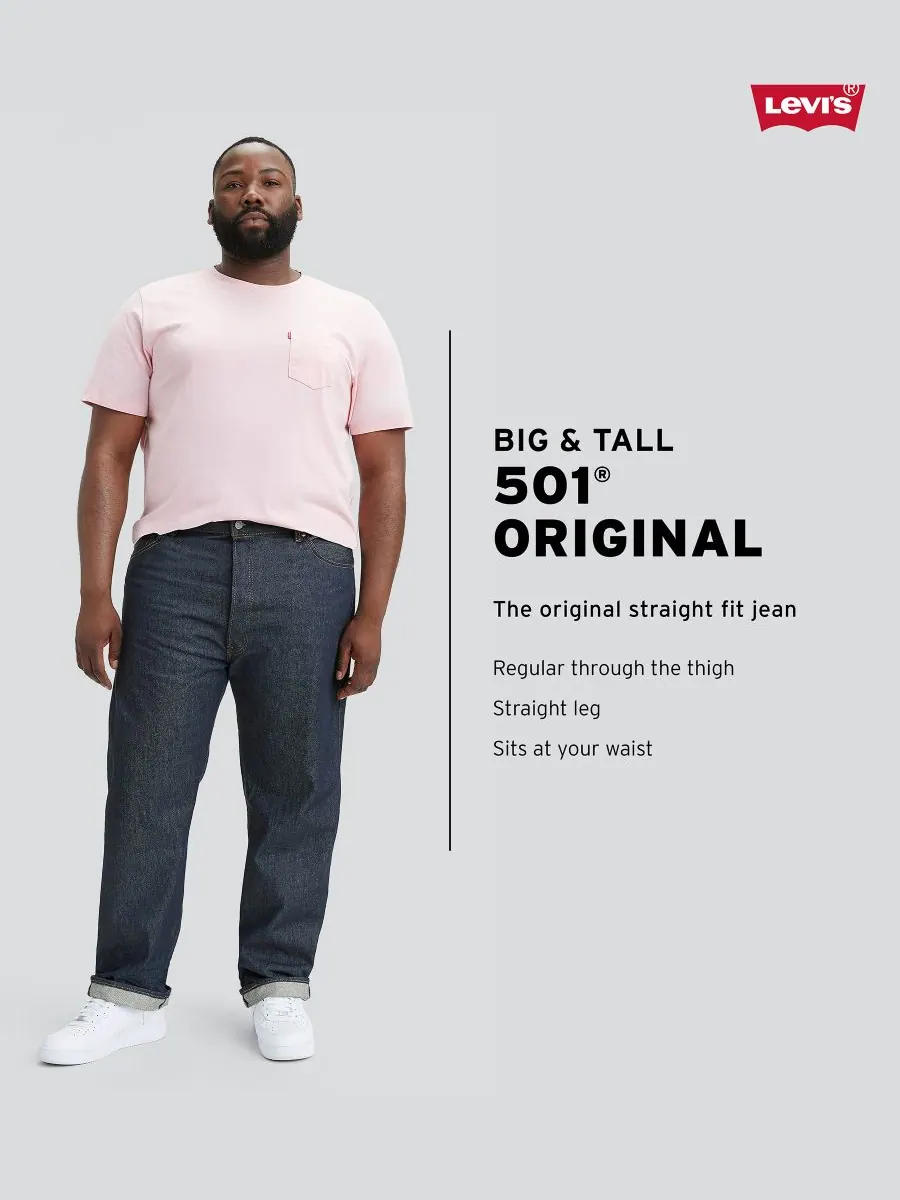Мужские джинсы Big & Tall 501 Original Shrink to Fit Levi's — изображение 6 из 6, черный