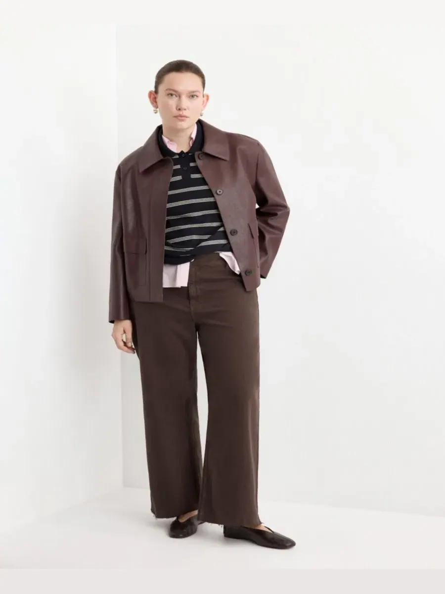 Женские джинсы-кюлоты с завышенной талией Catherin Culotte High-Rise Jeans MANGO — изображение 4 из 7, коричневый