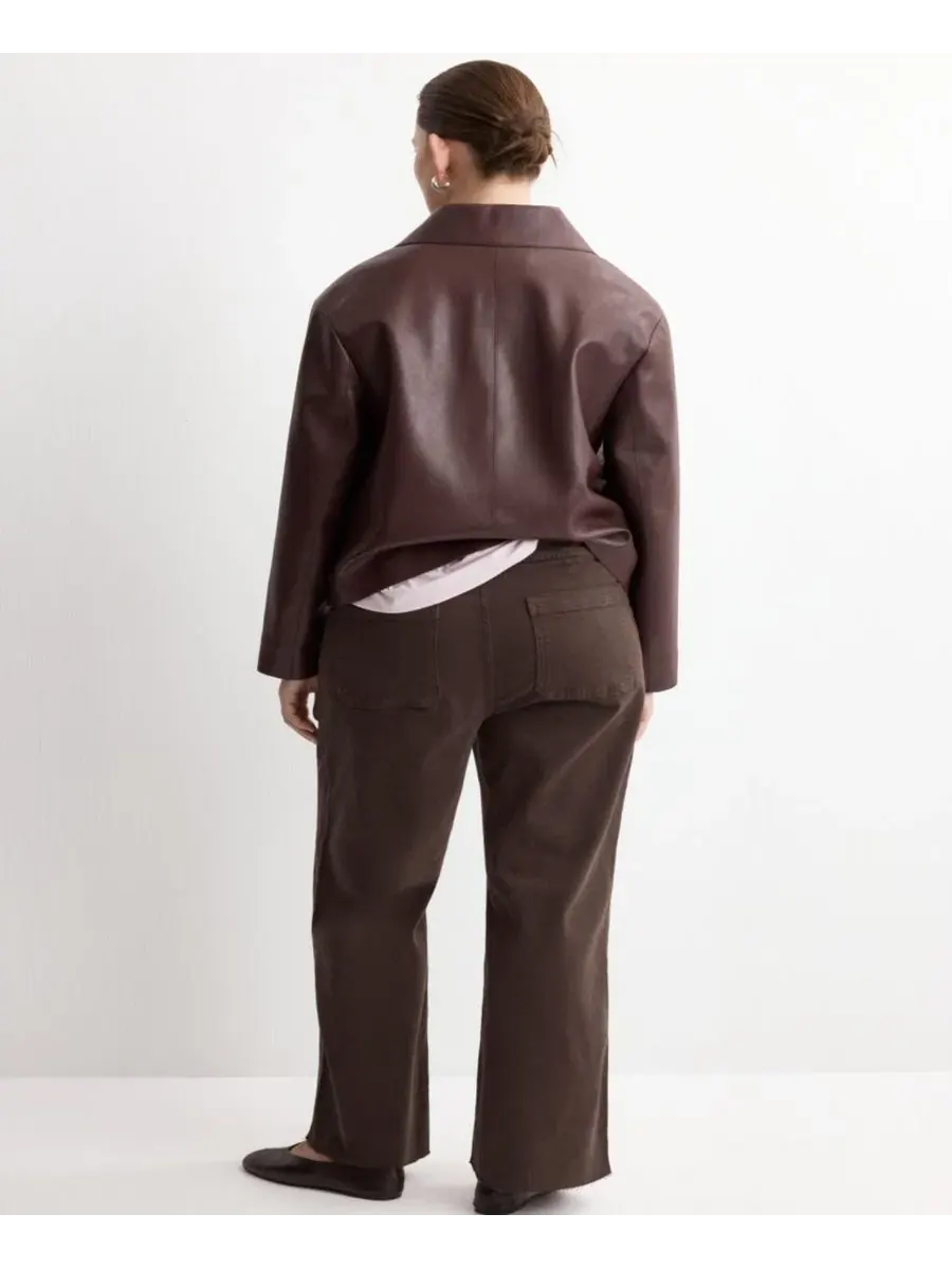 Женские джинсы-кюлоты с завышенной талией Catherin Culotte High-Rise Jeans MANGO — изображение 5 из 7, коричневый