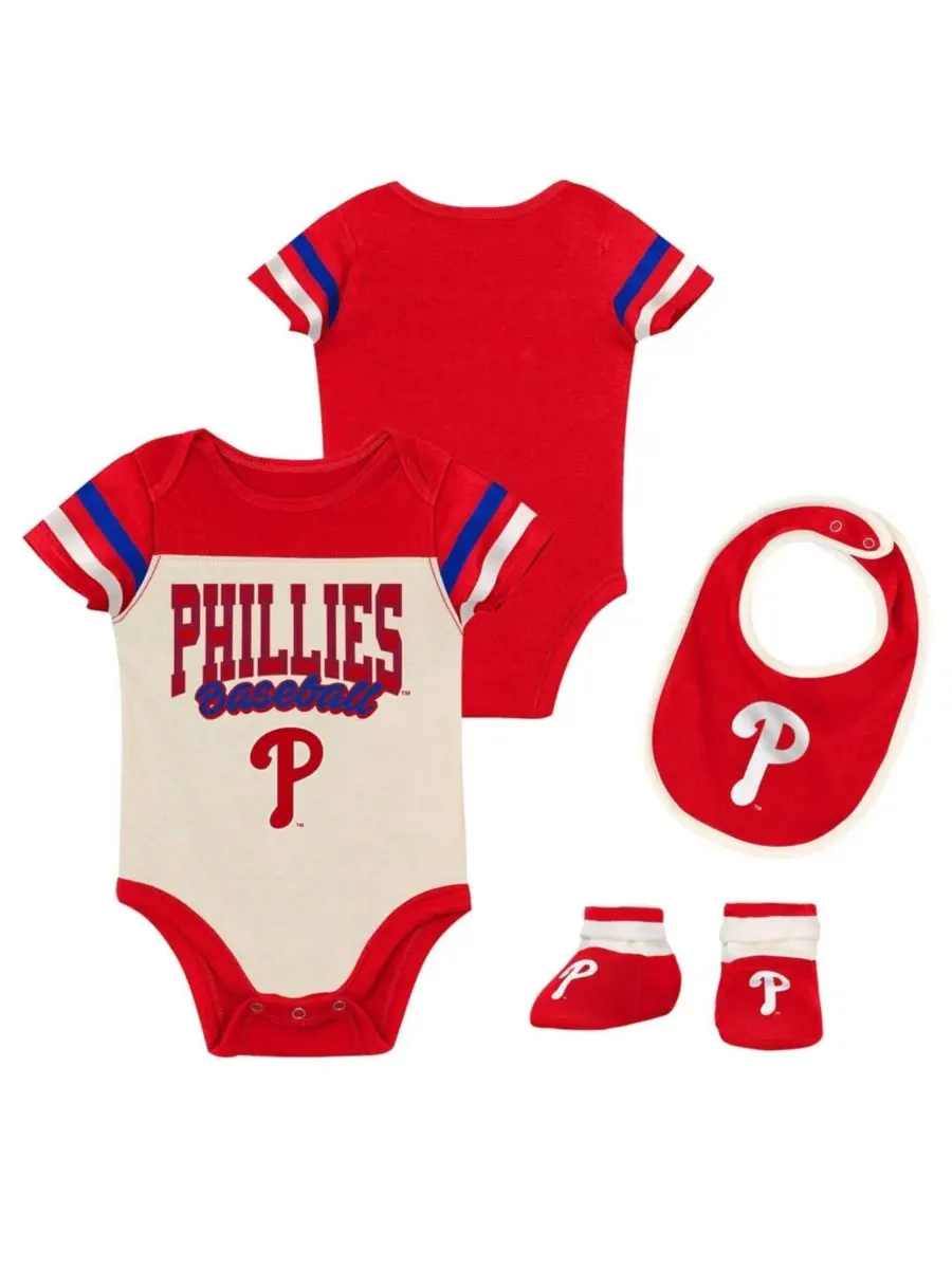 Комплект из трех предметов: боди, слюнявчик и пинетки Philadelphia Phillies Up One Outerstuff