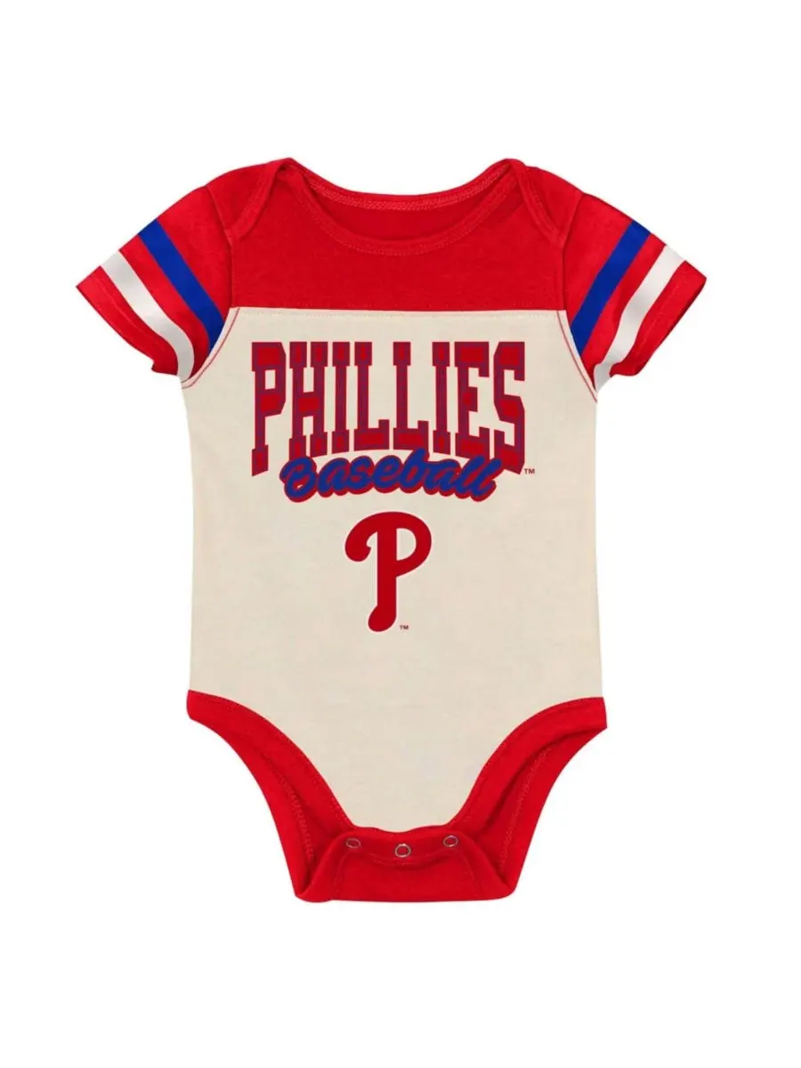 Комплект из трех предметов: боди, слюнявчик и пинетки Philadelphia Phillies Up One Outerstuff — изображение 2 из 5, красный