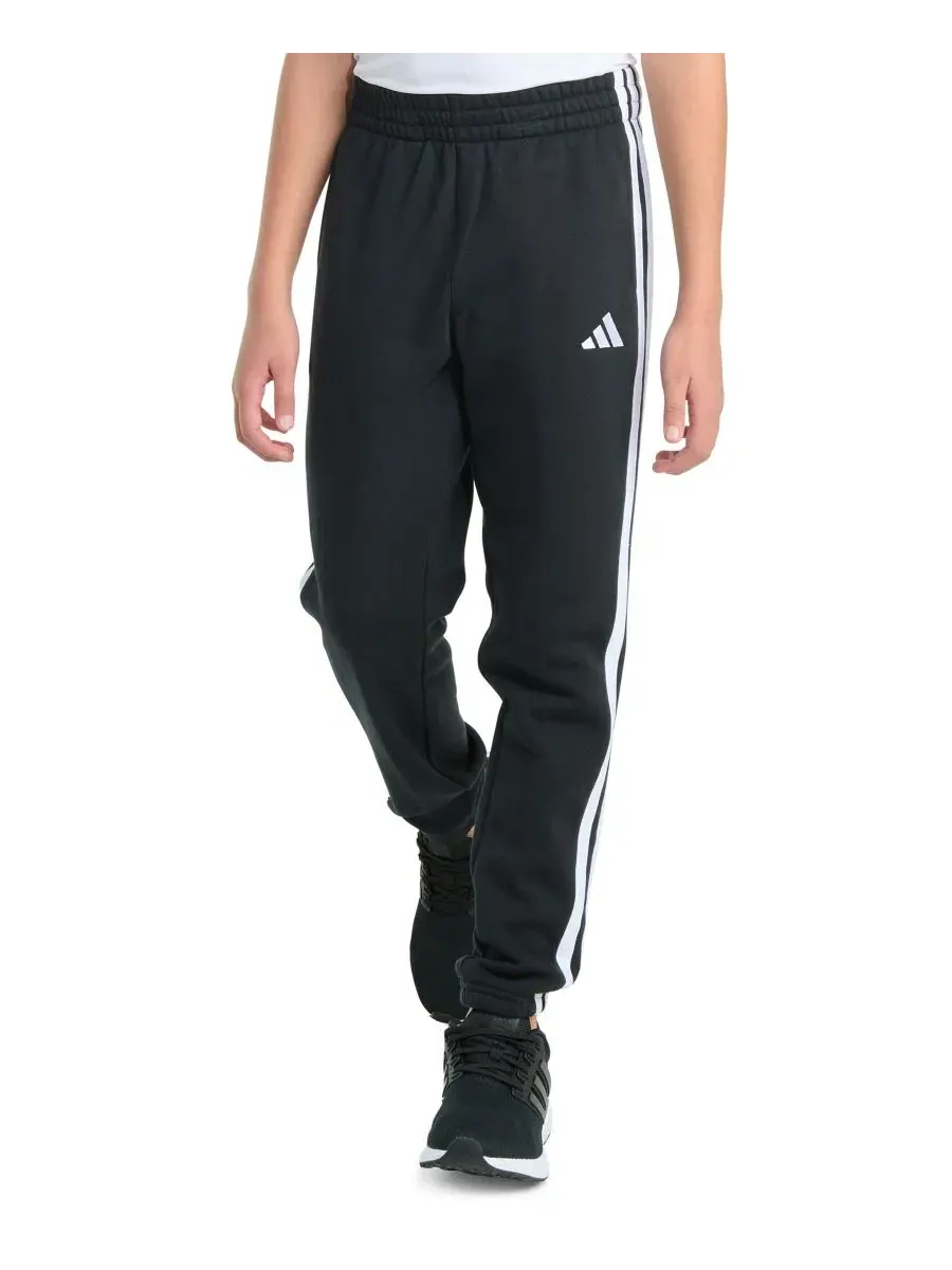Детские спортивные брюки с флисом, манжетами и полосками adidas