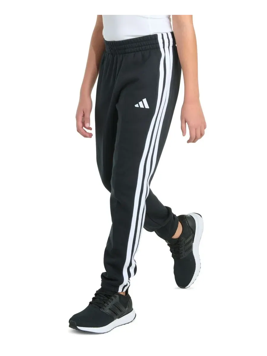 Детские спортивные брюки с флисом, манжетами и полосками adidas — изображение 2 из 6, черный