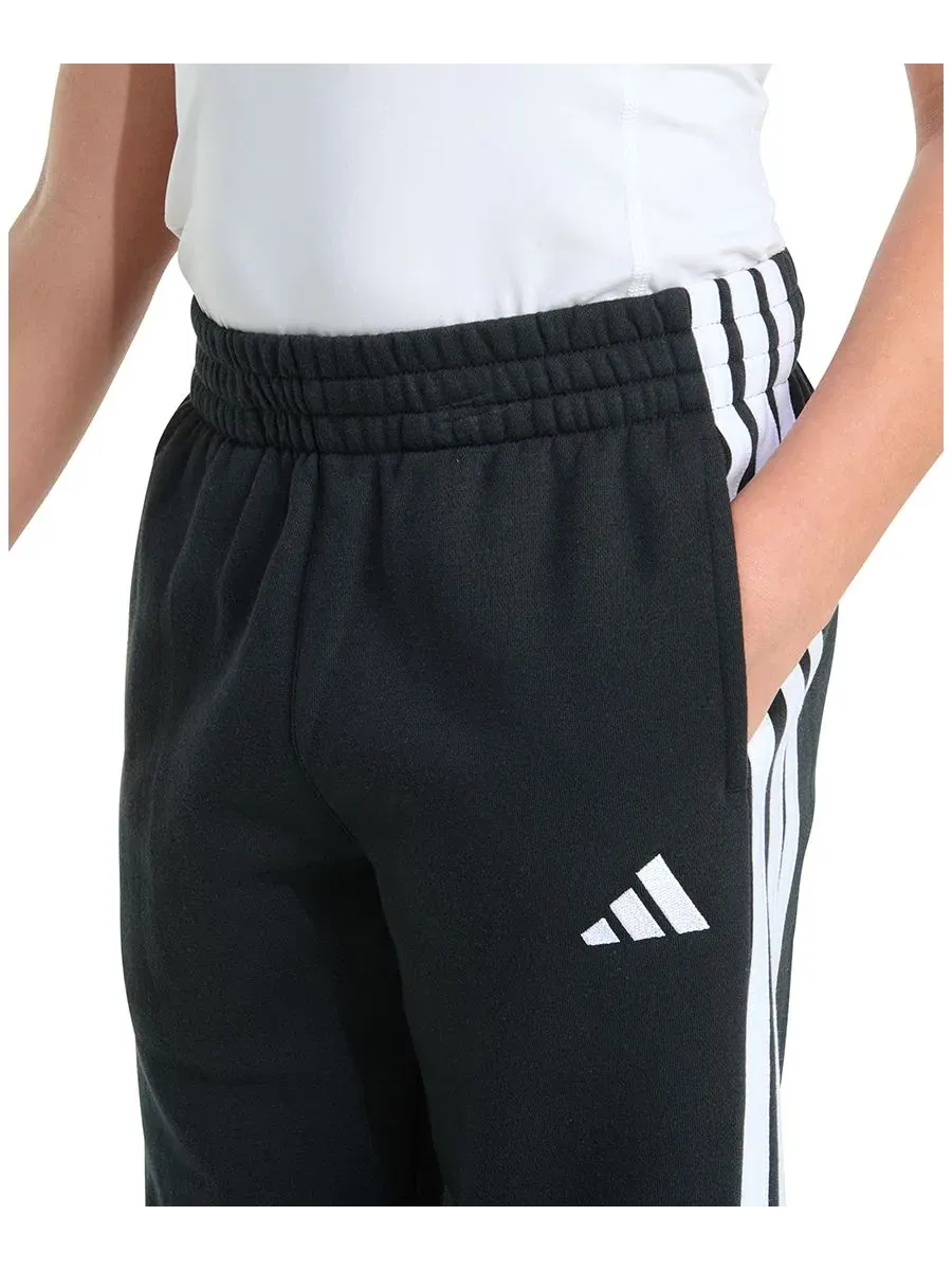 Детские спортивные брюки с флисом, манжетами и полосками adidas — изображение 4 из 6, черный