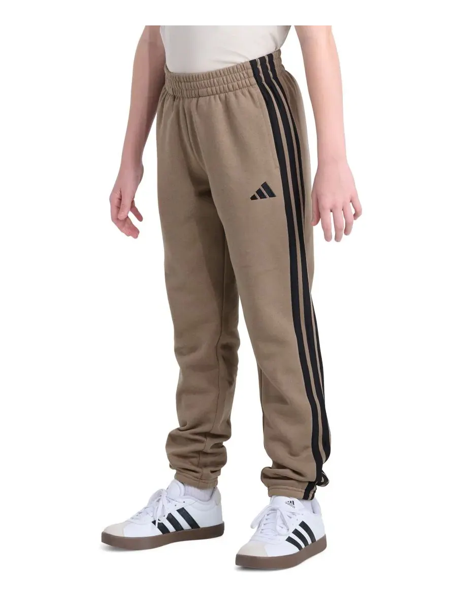 Детские спортивные брюки из футера с манжетами, модель 3-Stripes adidas — изображение 3 из 6, хаки
