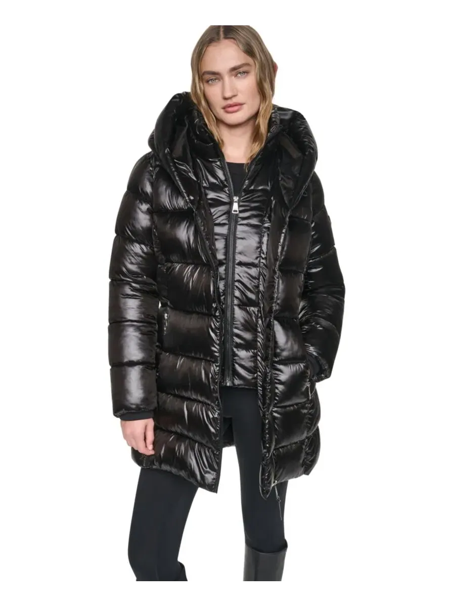 Женское пальто-пуховик с капюшоном и нагрудником Pearlized Hooded Walker with Bib DKNY