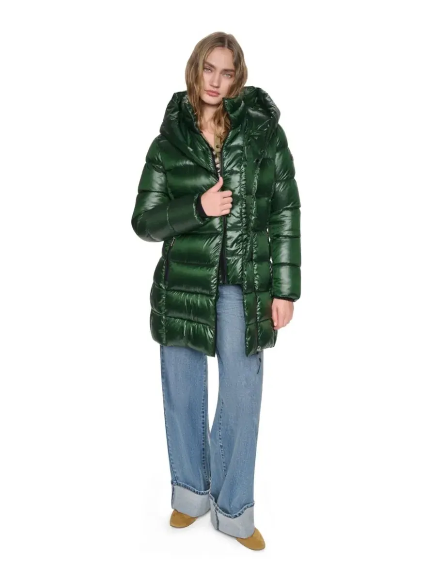 Пальто-пуховик с капюшоном и нагрудником Pearlized Hooded Walker DKNY — изображение 2 из 7, охотничий