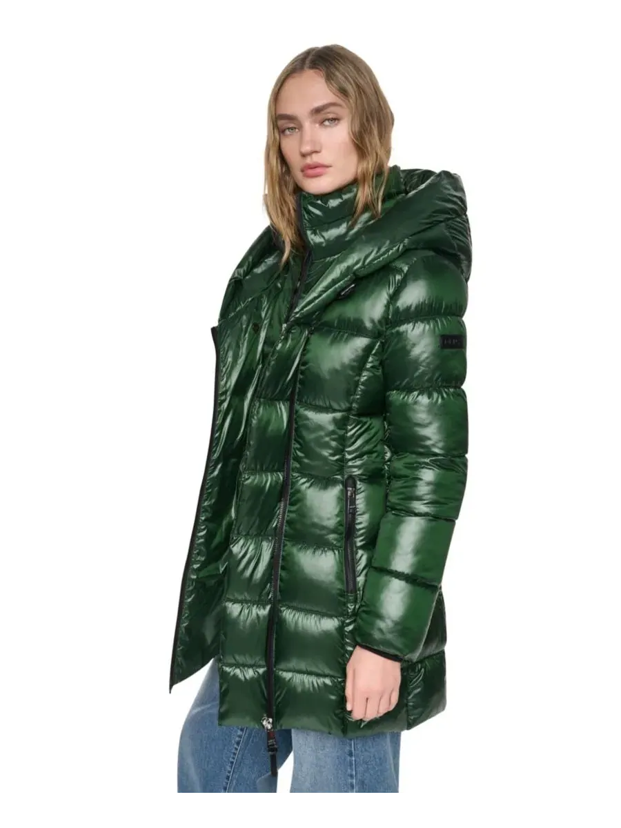 Пальто-пуховик с капюшоном и нагрудником Pearlized Hooded Walker DKNY — изображение 3 из 7, охотничий