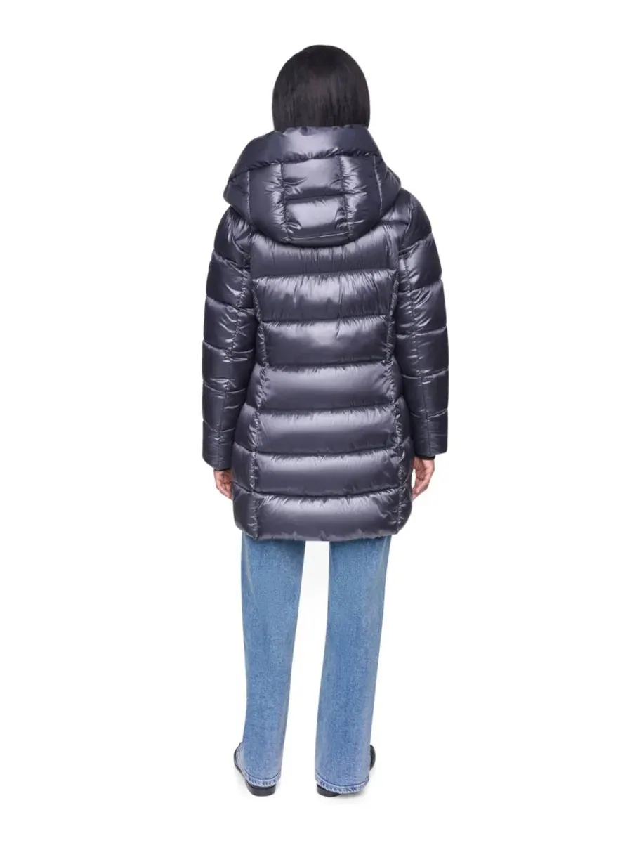 Женское пальто-пуховик с капюшоном и нагрудником Pearlized Hooded Walker with Bib DKNY — изображение 5 из 5, титан