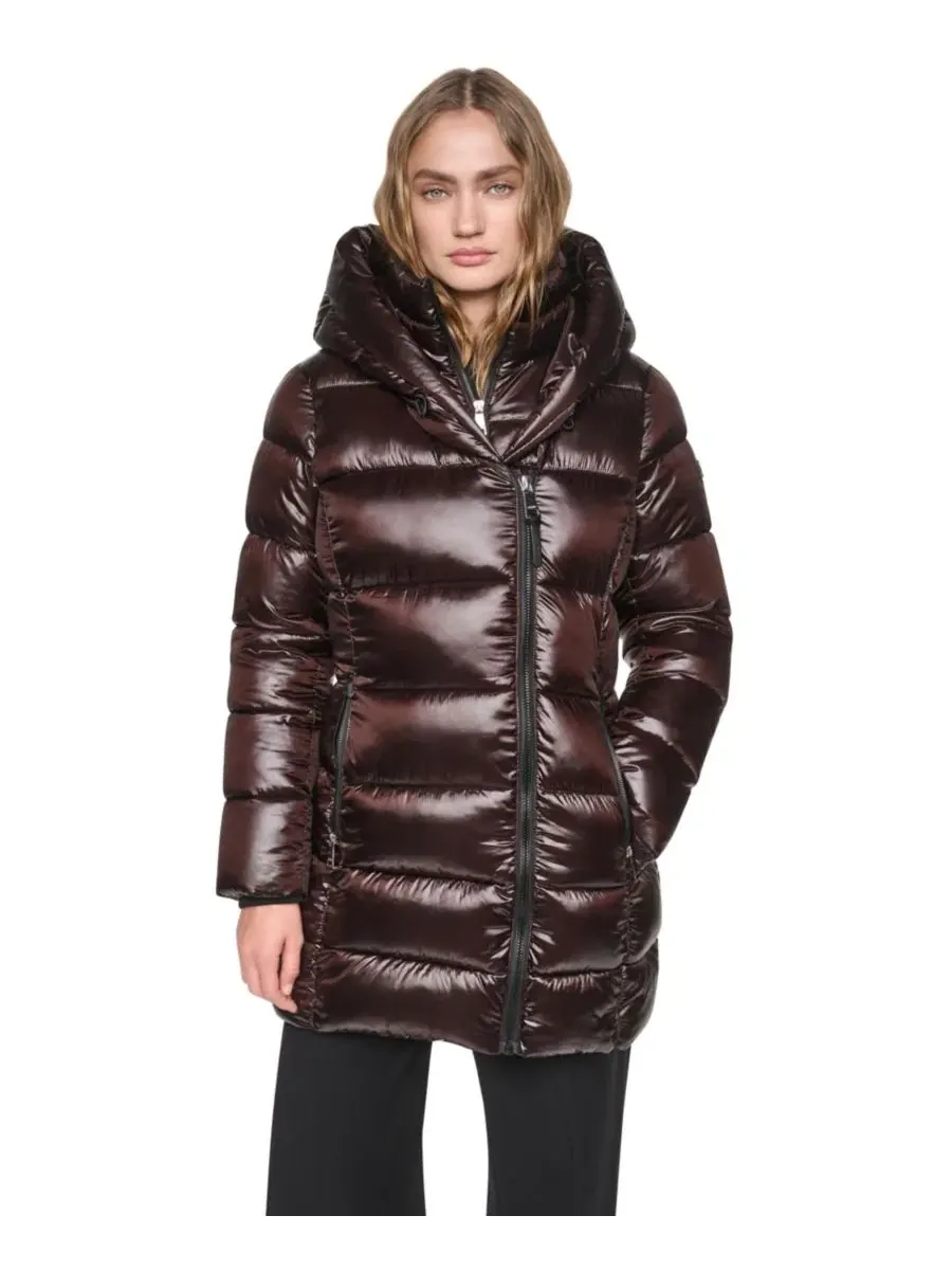 Женское пальто-пуховик с капюшоном и нагрудником, Pearlized Hooded Walker with Bib DKNY, Bitter