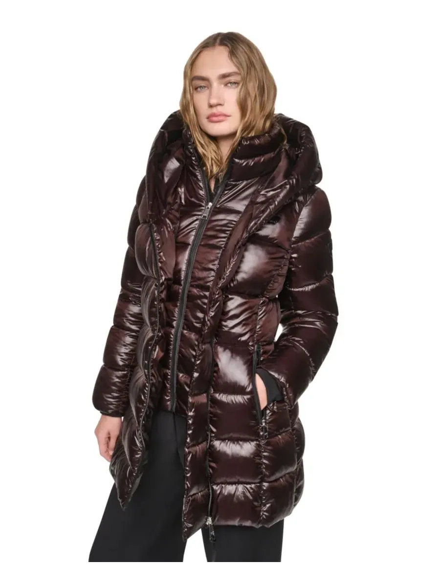 Женское пальто-пуховик с капюшоном и нагрудником, Pearlized Hooded Walker with Bib DKNY, Bitter — изображение 4 из 7