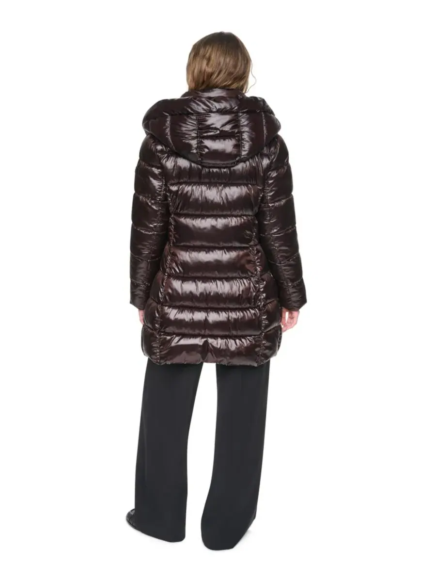 Женское пальто-пуховик с капюшоном и нагрудником, Pearlized Hooded Walker with Bib DKNY, Bitter — изображение 5 из 7