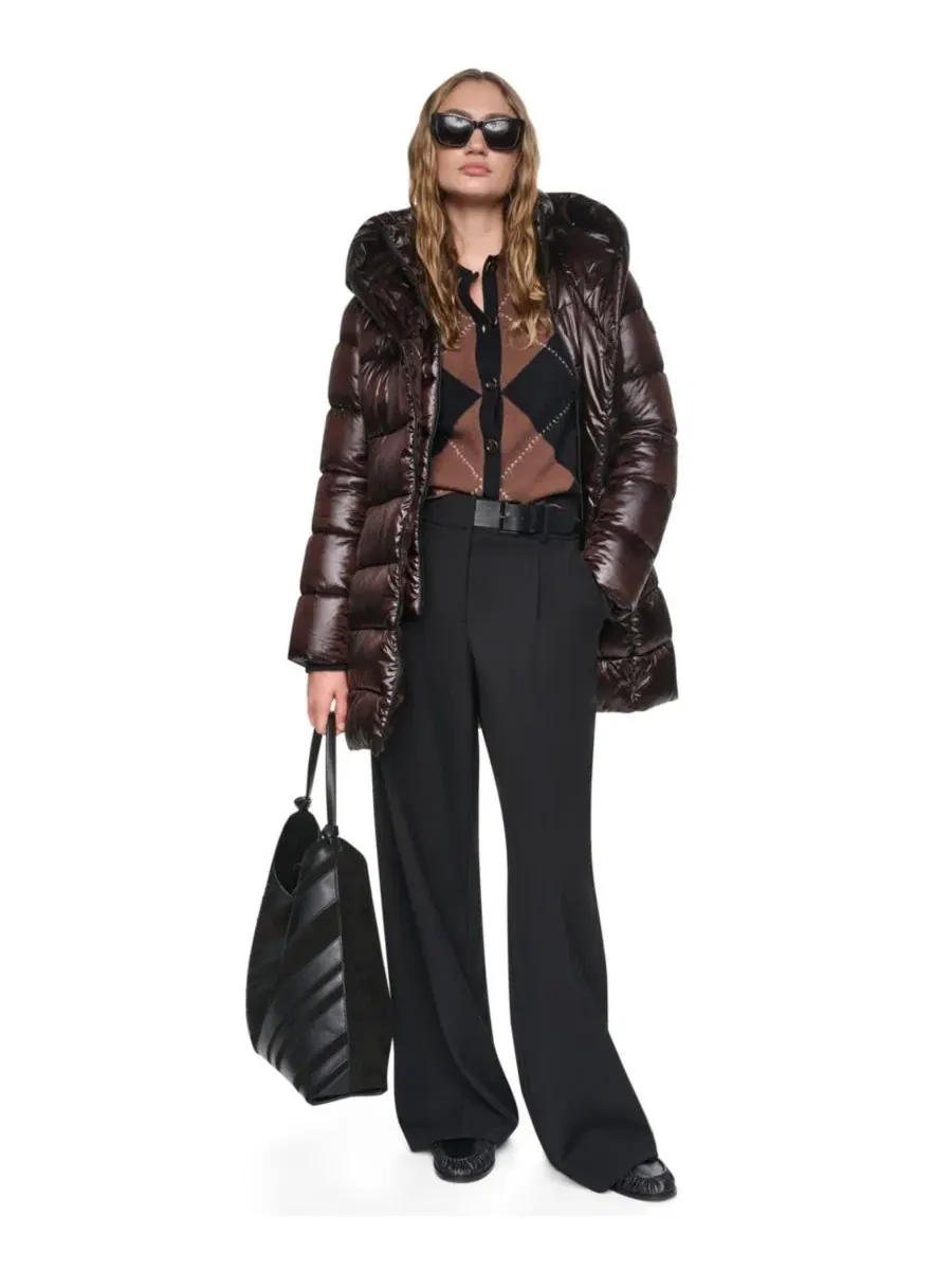 Женское пальто-пуховик с капюшоном и нагрудником, Pearlized Hooded Walker with Bib DKNY, Bitter — изображение 6 из 7