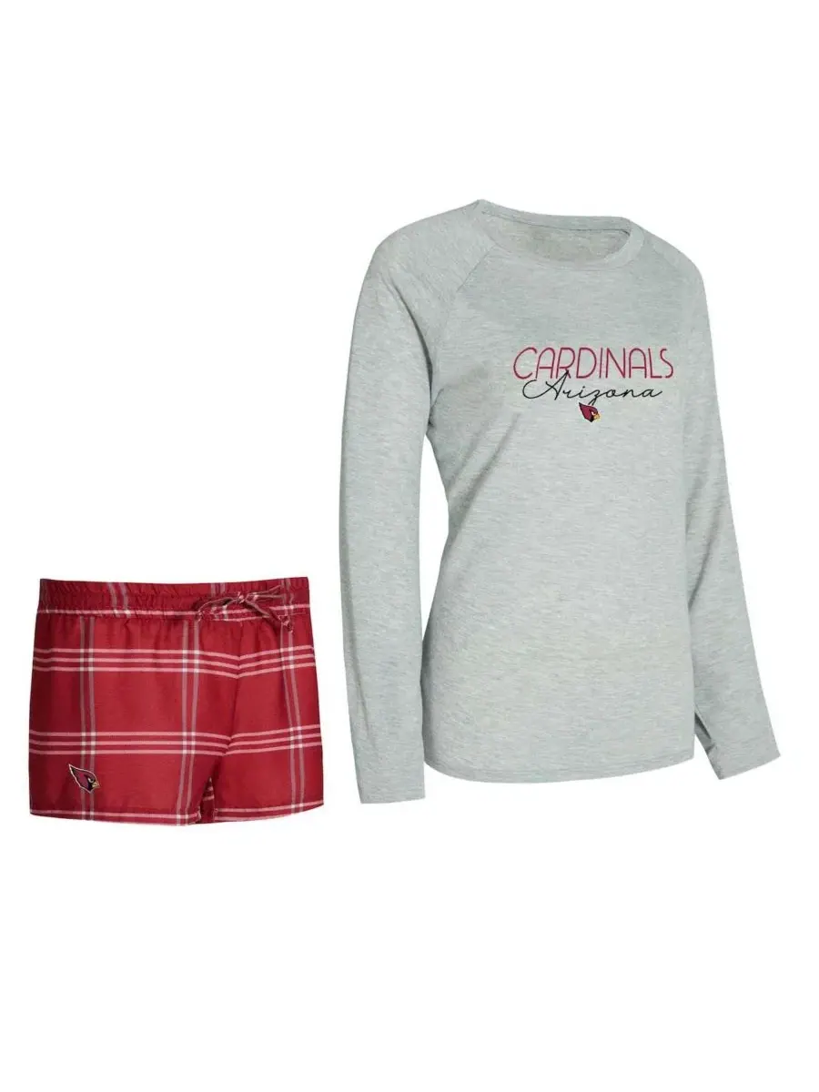 Комплект из футболки с длинным рукавом и шорт с принтом Arizona Cardinals Petition Raglan Concepts