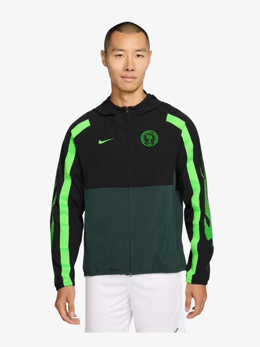 Куртка ветровка Nike, с длинным рукавом, модель Nigeria Energy Soccer Dri-FIT Woven Jacket