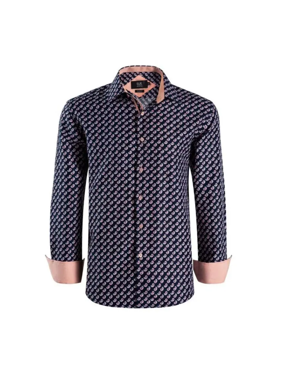 Рубашка с принтом пейсли, модель Slim Fit Elie Balleh — изображение 2 из 4, темно-синий