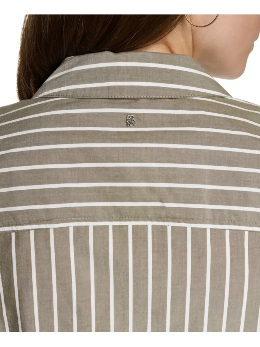 Рубашка с защипами и полосатым принтом, с рукавом 3/4 DKNY Jeans — изображение 7 из 8, зеленый