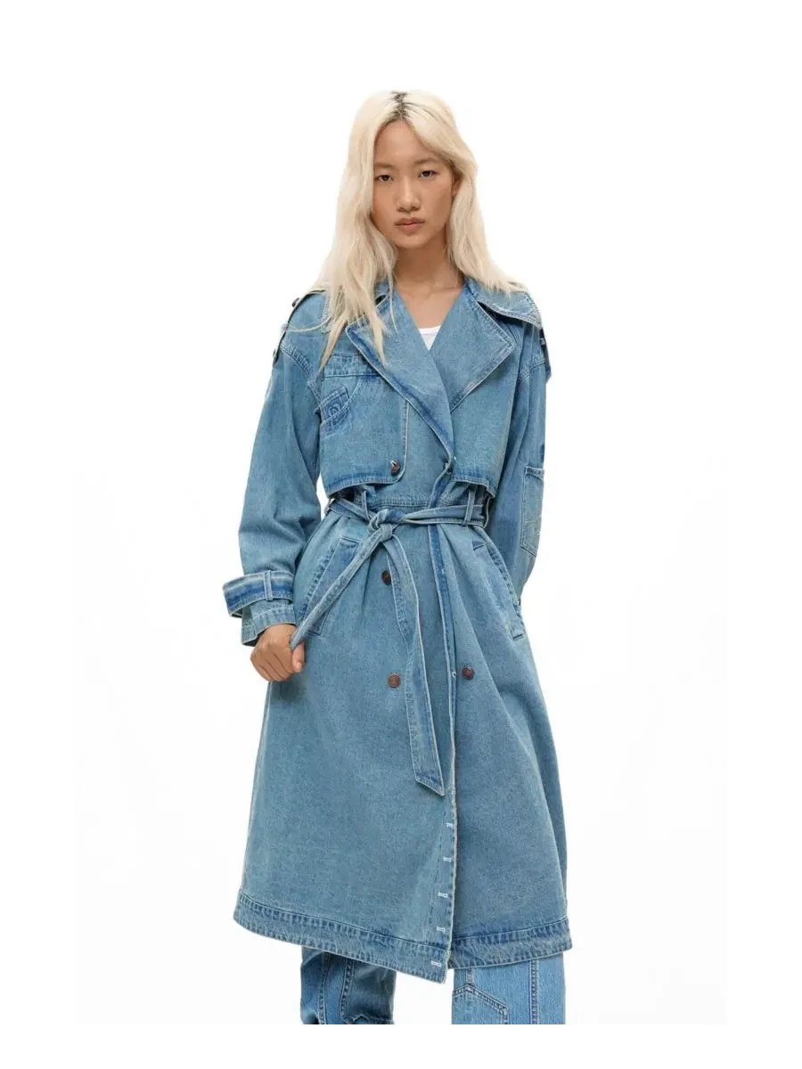 Длинное джинсовое пальто-тренч Desigual