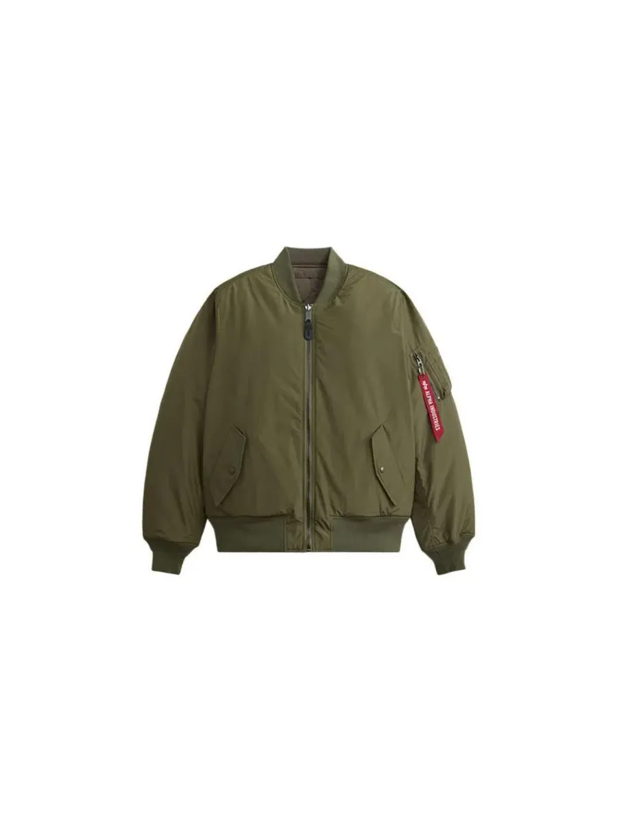 Мужская двусторонняя стеганая летная куртка MA-1 Alpha Industries — изображение 2 из 3, зеленый