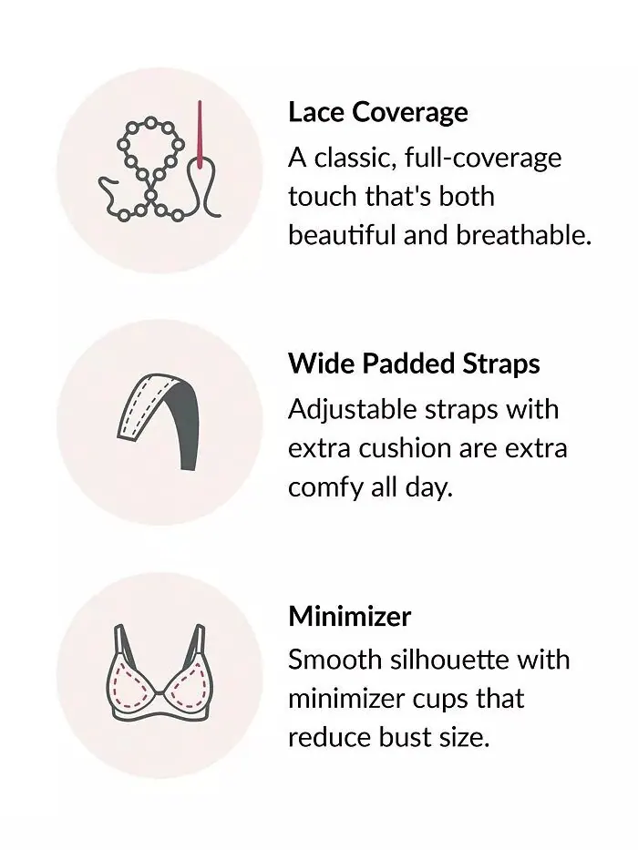 Женский бюстгальтер MagicLift Wirefree Minimizer Support Bra для полной фигуры размера плюс 1003 — изображение 7 из 8, черный