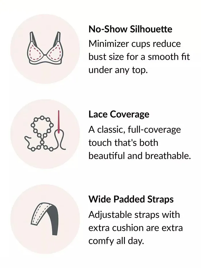 Женский бюстгальтер MagicLift Wirefree Minimizer Support Bra для полной фигуры размера плюс 1003 — изображение 6 из 7, синий