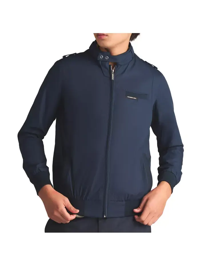 Мужская куртка Big & Tall Classic Iconic Racer (Slim Fit) Members Only — изображение 5 из 8, синий