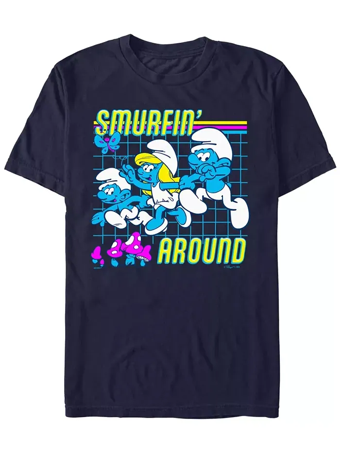 Мужская футболка с коротким рукавом Smurf Around Smurfs — синий