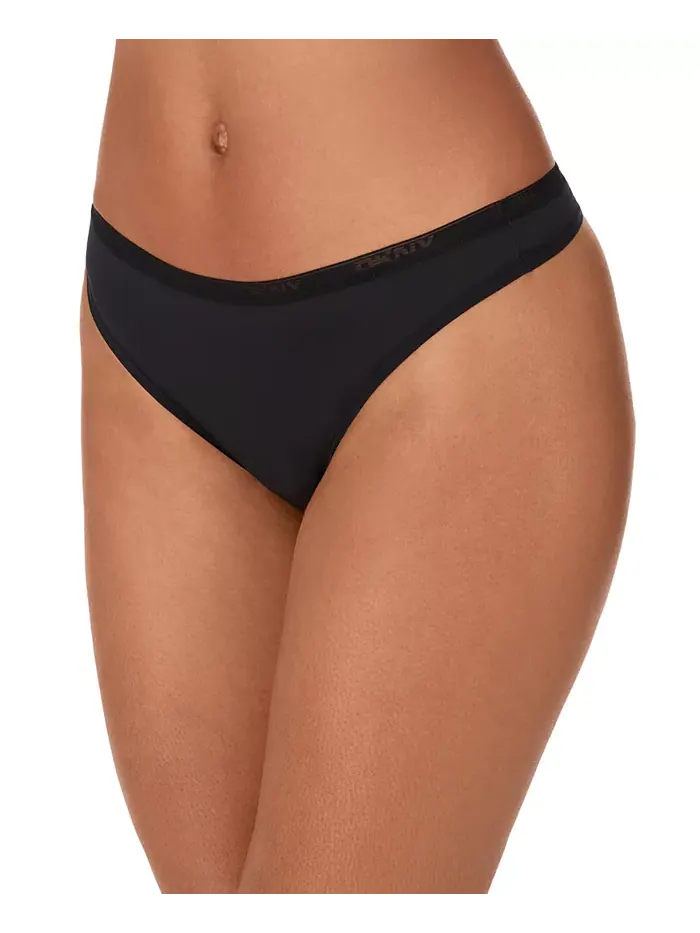 Женские хлопковые стринги с низкой талией DK8461 DKNY — изображение 2 из 4, черный