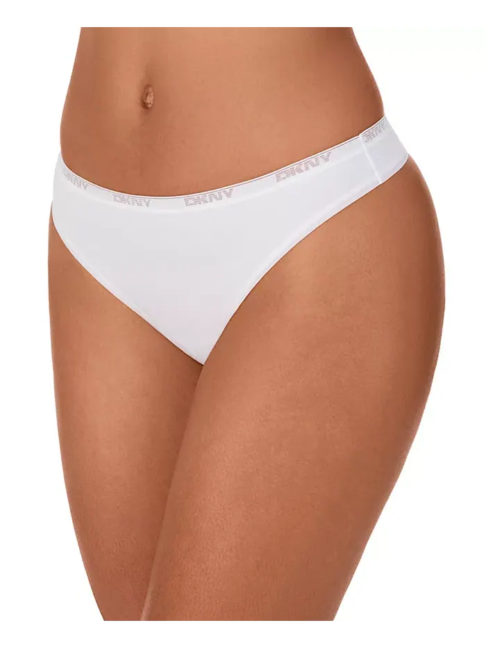 Женские хлопковые стринги с низкой талией DK8461 DKNY — изображение 1 из 4, белый