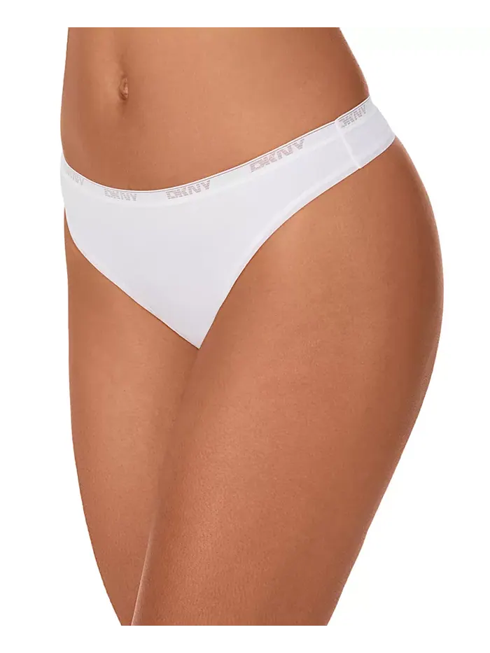 Женские хлопковые стринги с низкой талией DK8461 DKNY — изображение 2 из 4, белый