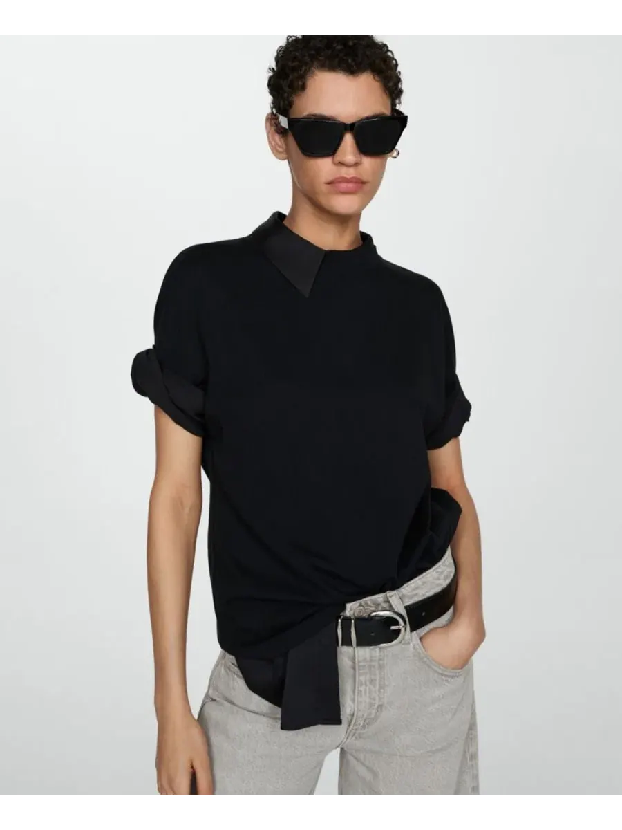 Джинсы свободного кроя с высокой посадкой Slouchy Fit MANGO — изображение 5 из 7, джинсовый синий серый