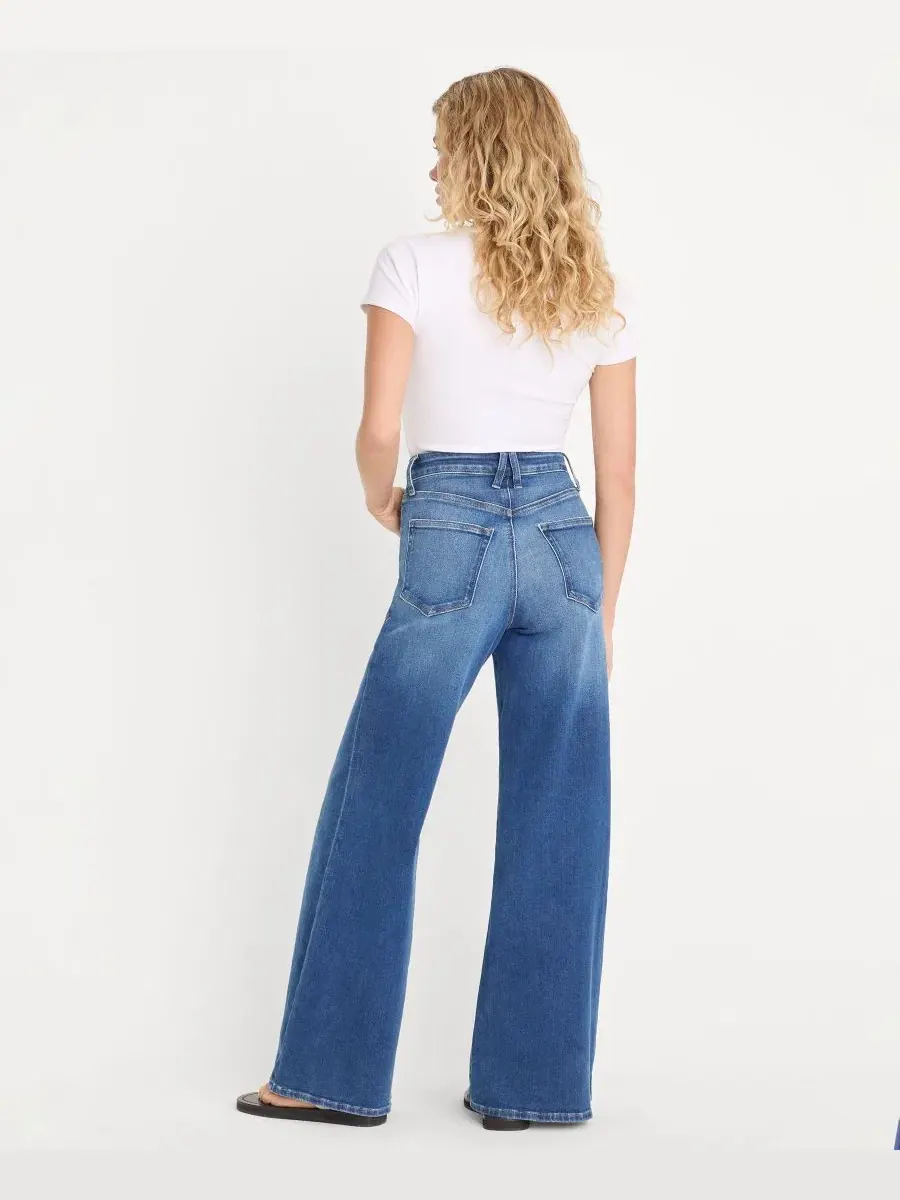 Джинсы палаццо с высокой посадкой Good Waist Soft Tech Palazzo Jeans Good American — изображение 4 из 4, синий