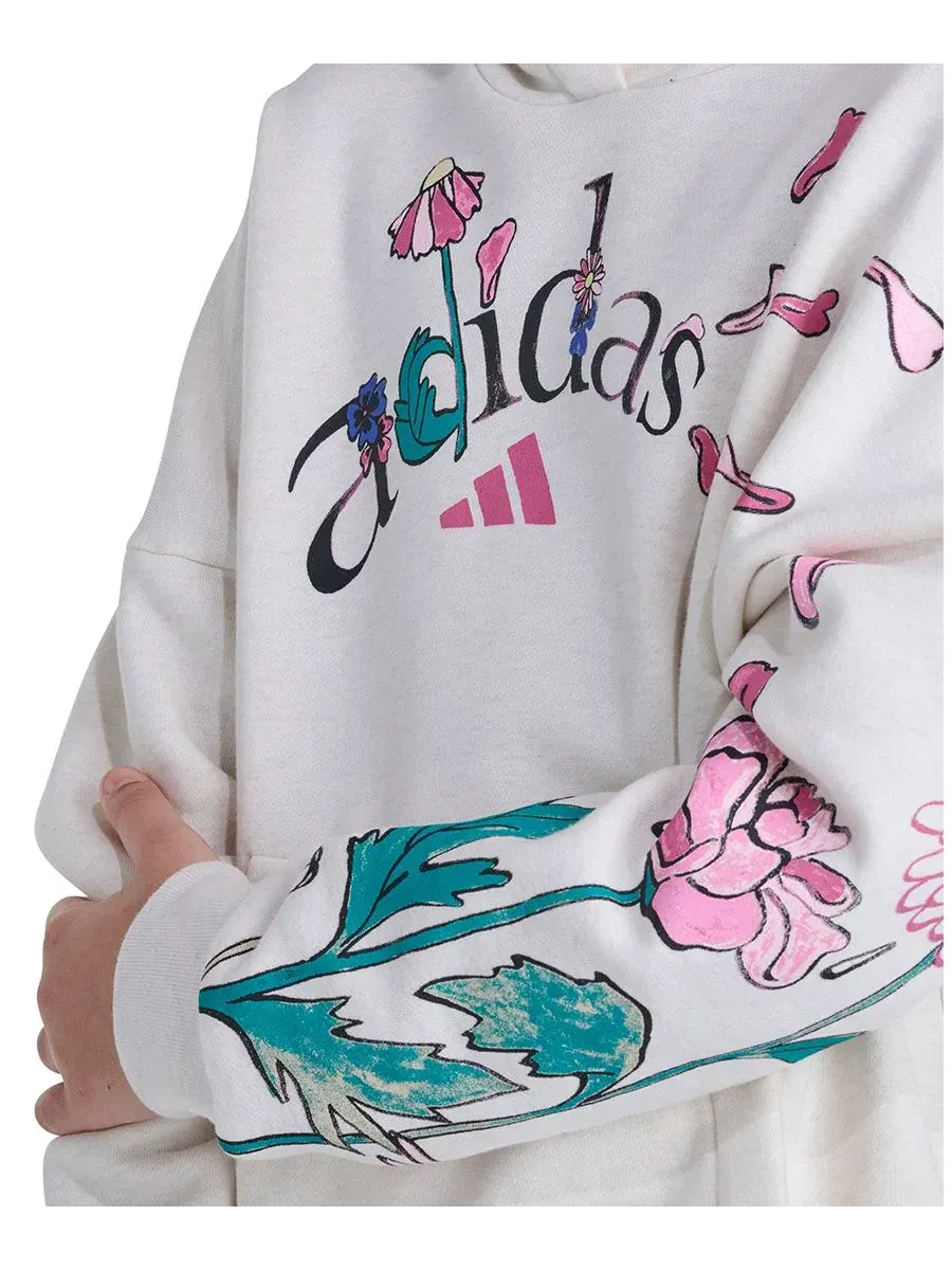 Худи с длинным рукавом и принтом, Girls' 8-16 Long-Sleeve Graphic Fleece Hooded Sweatshirt adidas — изображение 4 из 5