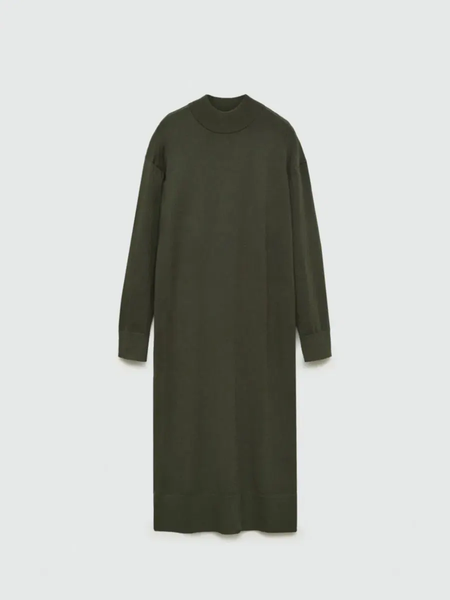 Платье оверсайз с высоким воротником, с разрезом по бокам, модель Round-Neck Knitted MANGO — изображение 13 из 13