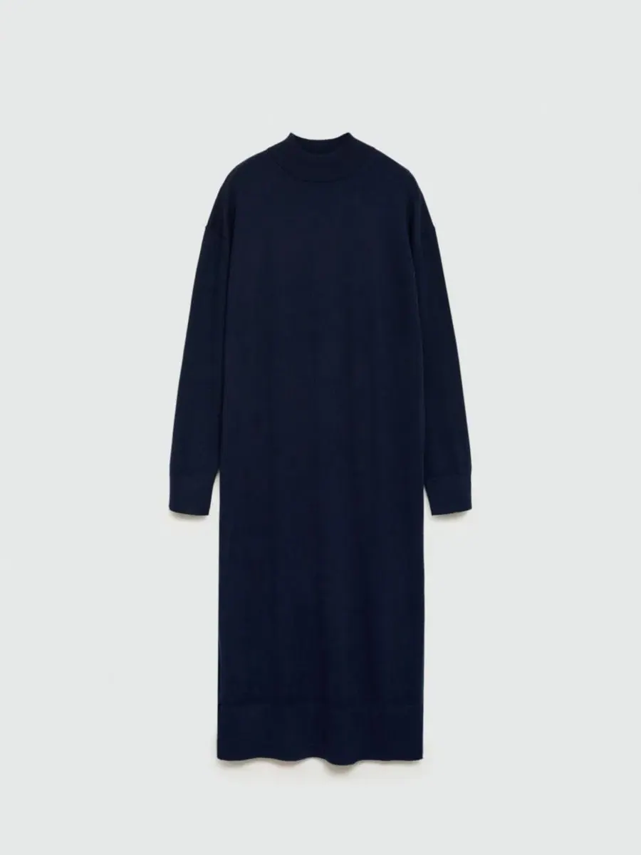 Платье оверсайз с высоким воротником, с разрезом по бокам, модель Round-Neck Knitted MANGO — изображение 7 из 13