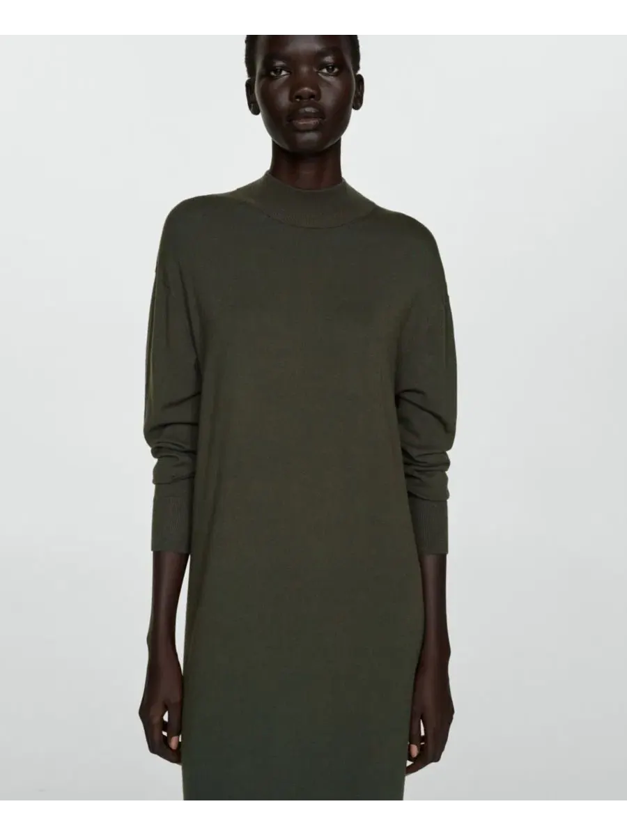 Платье оверсайз с высоким воротником, с разрезом по бокам, модель Round-Neck Knitted MANGO — изображение 8 из 13