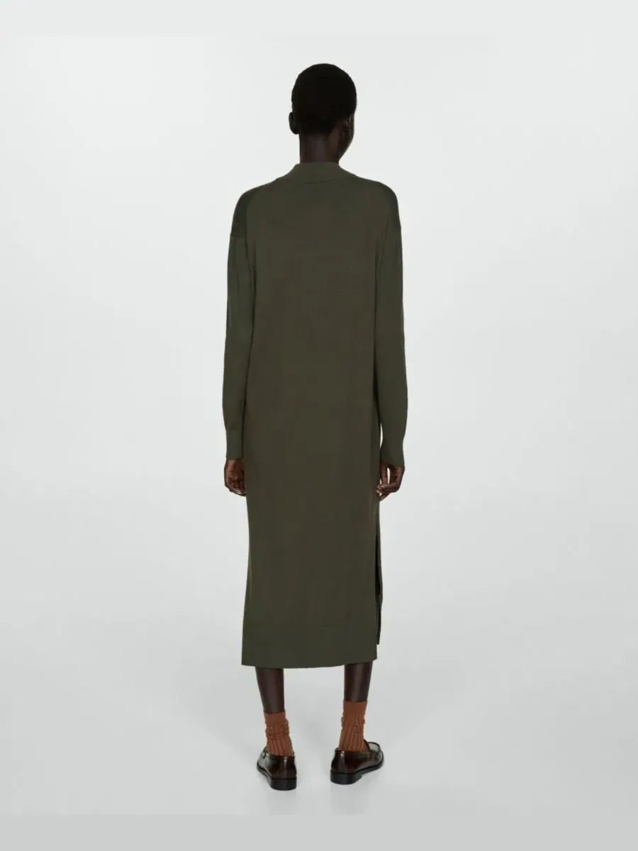 Платье оверсайз с высоким воротником, с разрезом по бокам, модель Round-Neck Knitted MANGO — изображение 9 из 13
