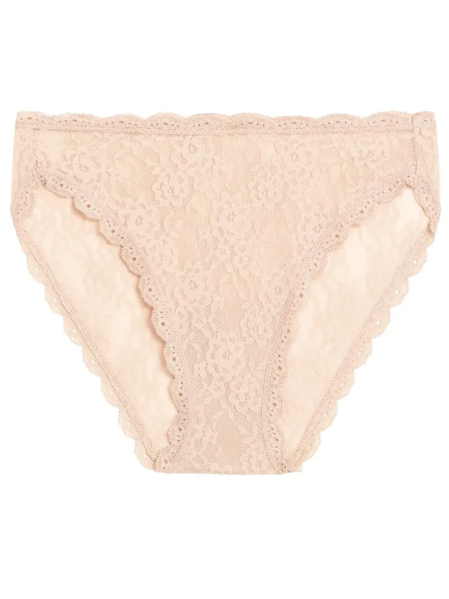 Трусы с высокой посадкой с кружевным цветочным принтом, модель Floral Lace, бренд b.tempt'd — изображение 5 из 5, бежевый