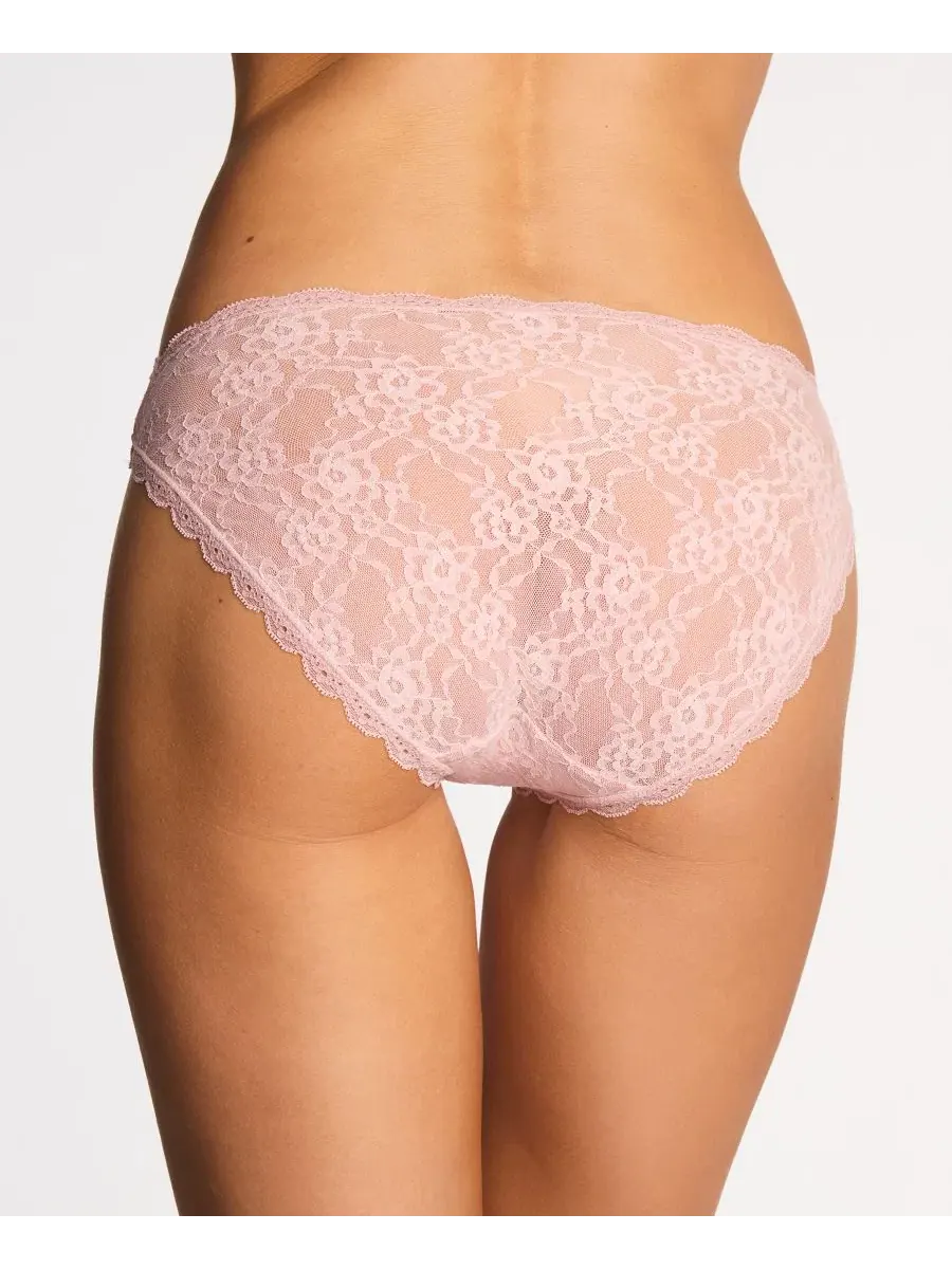 Трусы с высоким вырезом из кружева с цветочным принтом, модель Floral Lace b.tempt'd — изображение 2 из 3, розовый