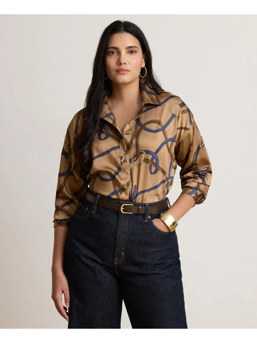 Женская рубашка с принтом Belting Print Lauren Ralph Lauren — изображение 2 из 7, мульти