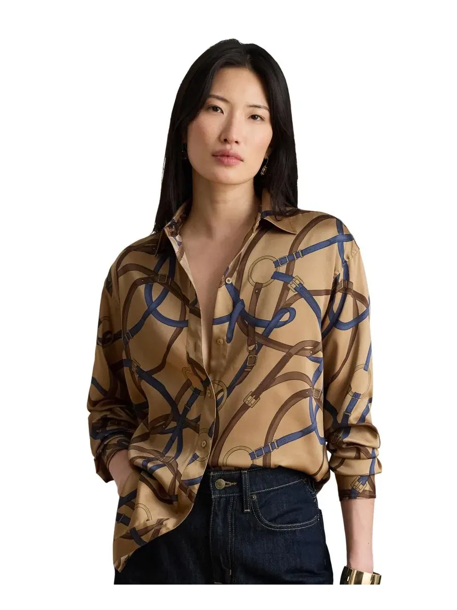 Женская рубашка с принтом Belting Print Lauren Ralph Lauren — изображение 3 из 7, мульти