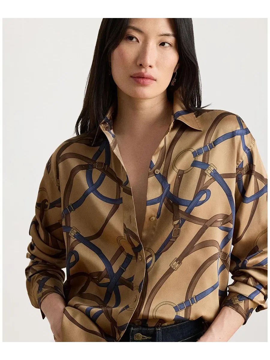 Женская рубашка с принтом Belting Print Lauren Ralph Lauren — изображение 4 из 7, мульти