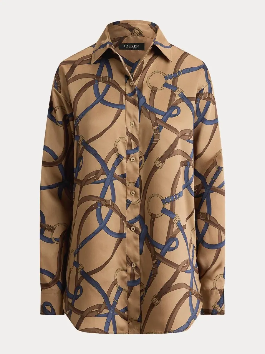 Женская рубашка с принтом Belting Print Lauren Ralph Lauren — изображение 7 из 7, мульти