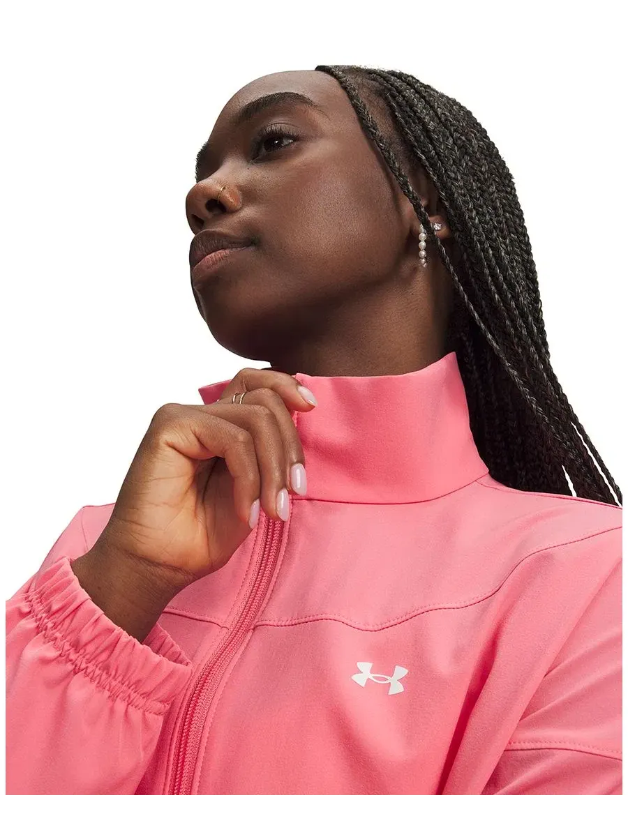 Женская тканая куртка Logo Rival Under Armour — изображение 2 из 3, розовый/розовый/белый