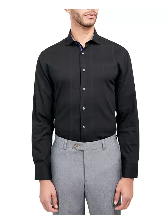 Мужская классическая рубашка Regular-Fit в клетку MICHELSONS OF LONDON — черный