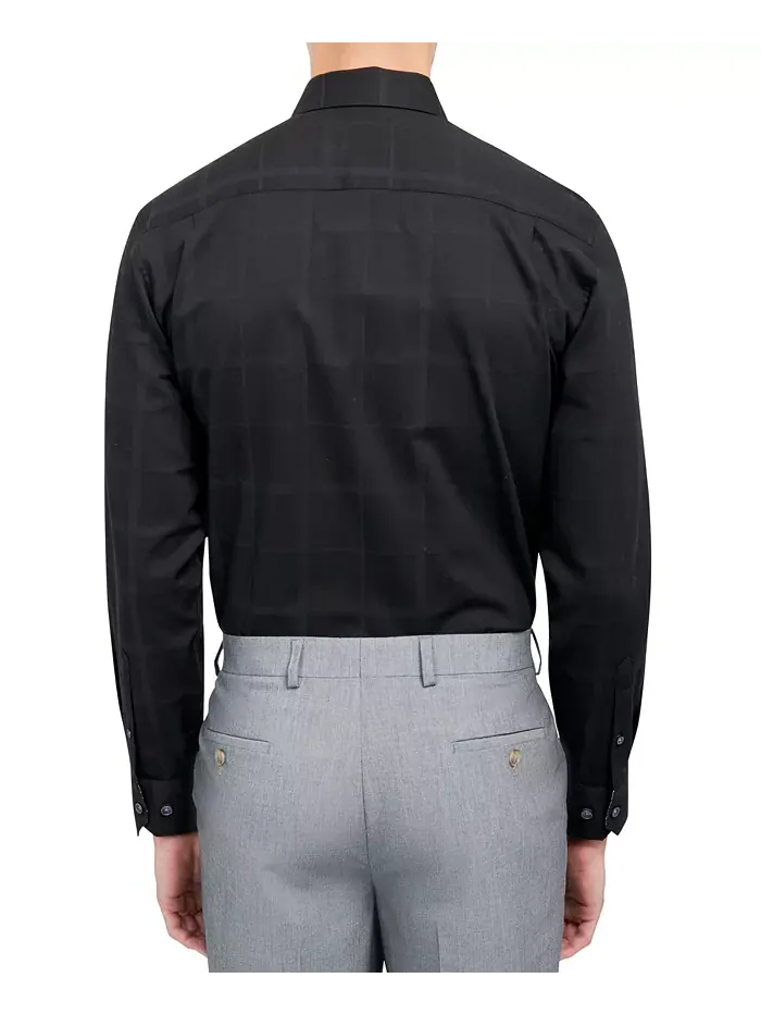 Мужская классическая рубашка Regular-Fit в клетку MICHELSONS OF LONDON — изображение 2 из 4, черный